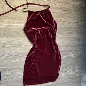 Elegant Velvet Burgundy Dress